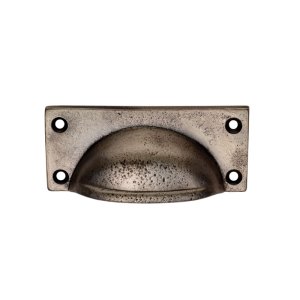 CARLISLE BRASSĀ® Square Plate Cup Handle - Pewter - 90 x 40.5mm - 77 x 28mm c/c
