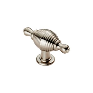 CARLISLE BRASSĀ® Reeded Knob with Finial Ears - Satin Nickel - 70 x 26mm