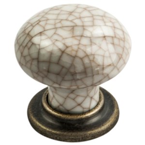 CARLISLE BRASSĀ® Porcelain Mushroom Pattern Knob 35mm - Antique Brass/Ivory Crackle Glaze