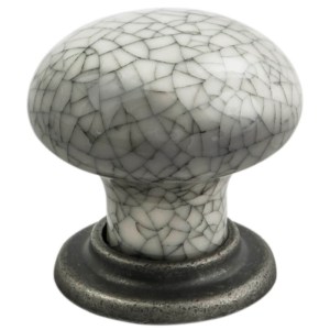 CARLISLE BRASSĀ® Porcelain Mushroom Pattern Knob 35mm - Antique Steel/Midnight Blue Crackle Glaze