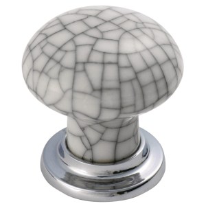 CARLISLE BRASSĀ® Porcelain Mushroom Pattern Knob 35mm - Polished Chrome/Matt Chrome