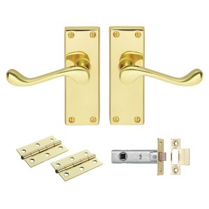 CARLISLE BRASSĀ® Contract Victorian Scroll Latch Pack - Brass plated - 118 x 40mm