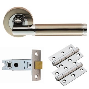 CARLISLE BRASSĀ® Belas Lever on Rose Latch Pack - Satin Nickel/Polished Chrome