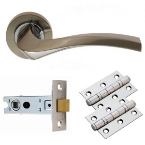 CARLISLE BRASSĀ® Sines Lever on Rose Latch Pack - Satin Nickel/Polished Chrome
