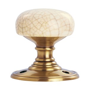 CARLISLE BRASSĀ® Delamain Porcelain Knob Ivory Crackle - Ivory Crackle Glaze/Florentine Bronze - 60mm
