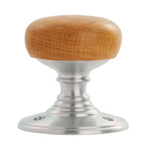 CARLISLE BRASSĀ® Delamain Wooden Knob - Wood Oak/Satin Chrome - 60mm