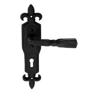 CARLISLE BRASSĀ® Barley Twist Lever on Gothic Lock Backplate - Black Antique - 222 x 50mm - 57mm c/c