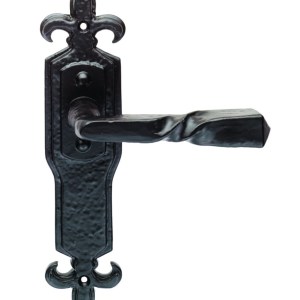 CARLISLE BRASSĀ® Barley Twist Lever on Gothic Latch Backplate - Black Antique - 222 x 50mm