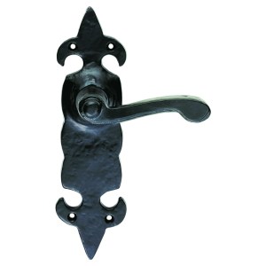 CARLISLE BRASSĀ® Fleur de lys' Lever on Latch Backplate - Black Antique - 178 x 55mm