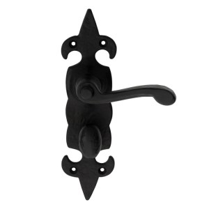 CARLISLE BRASSĀ® Fleur de lys' Lever on WC Backplate - Black Antique - 178 x 55mm - 57mm c/c