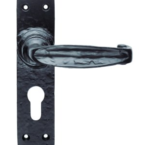 CARLISLE BRASSĀ® Slimline V Lever on Euro Lock Backplate - Black Antique - 152mm x 38mm - 47.5mm c/c