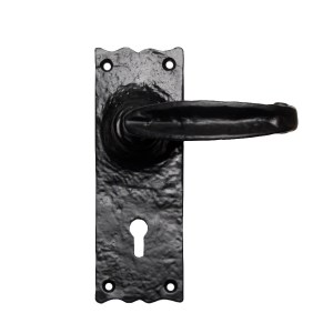 CARLISLE BRASSĀ® Traditional V Lever on Lock Backplate - Black Antique - 152mm x 55mm - 57mm c/c