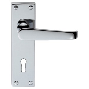 CARLISLE BRASSĀ® Victorian Lever on Lock Backplate - Polished Chrome - 150mm x 43mm - 57mm c/c