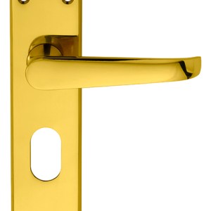 CARLISLE BRASSĀ® Victorian Lever on Oval Lock Backplate - Polished Brass - 150mm x 43mm - 48.5mm c/c
