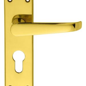 CARLISLE BRASSĀ® Contract Victorian Lever on Euro Lock Backplate - Polished Brass - 155mm x 40mm - 47.5mm c/c