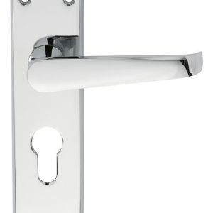CARLISLE BRASSĀ® Contract Victorian Lever on Euro Lock Backplate - Polished Chrome - 155mm x 40mm - 47.5mm c/c