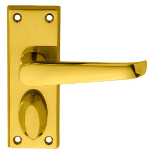 CARLISLE BRASSĀ® Victorian Lever on Privacy Backplate - Polished Brass - 118mm x 43mm
