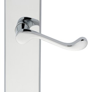 CARLISLE BRASS® Victorian Scroll Lever on Shaped Latch Backplate - Polished Chrome - 205 x 49mm