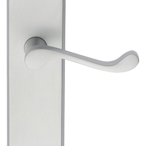 CARLISLE BRASS® Victorian Scroll Lever on Shaped Latch Backplate - Satin Chrome - 205 x 49mm