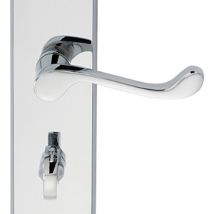 CARLISLE BRASS® Victorian Scroll Lever on Shaped WC Backplate - Polished Chrome - 205 x 49mm - 57mm c/c