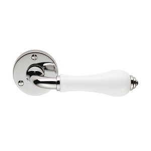 CARLISLE BRASSĀ® Porcelain Lever on Round Rose White - White/Polished Chrome - 57mm