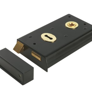 EUROSPEC® Traditional Rim Deadlock - Black - 5.5" x 3"