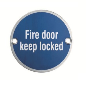EUROSPECĀ® Fire Door Keep Locked Symbol - Satin Aluminium - 76mm