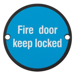 EUROSPECĀ® Signage Fire Door Keep Locked - Black - 76 x 1.5mm