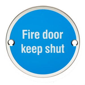 EUROSPECĀ® Signage Fire Door Keep Shut - Polished Stainless Steel - 76 x 1.5mm