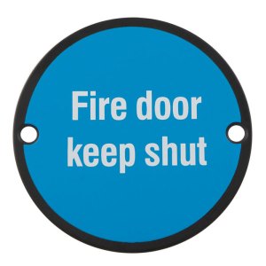 EUROSPECĀ® Signage Fire Door Keep Shut - Black - 76 x 1.5mm
