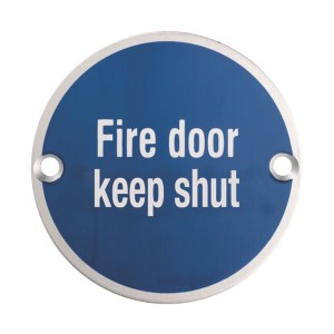 EUROSPECĀ® Signage Fire Door Keep Shut - Satin Stainless Steel - 76 x 1.5mm