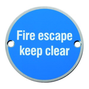 EUROSPECĀ® Signage Fire Escape Keep Clear - Satin Stainless Steel - 76 x 1.5mm