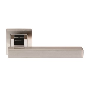 EUROSPECĀ® Renzo Designer Lever on Sprung Square Rose - Polished Stainless Steel/Satin Stainless Steel