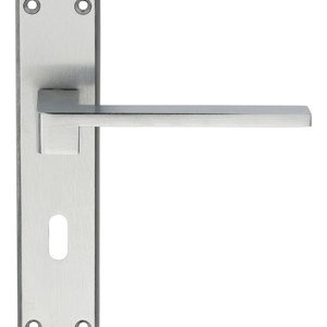 SEROZZETTAĀ® Serozzetta Equi Lever on Lock Backplate - Satin Chrome - 180mm x 40mm