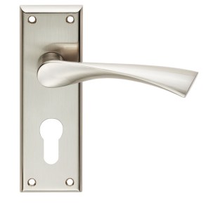 SEROZZETTAĀ® Serozzetta Venti Lever on Euro Lock Backplate - Satin Nickel - 47.5mm
