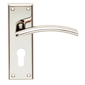 SEROZZETTAĀ® Serozzetta Trenta Lever on Euro Lock Backplate - Polished Nickel - 47.5mm
