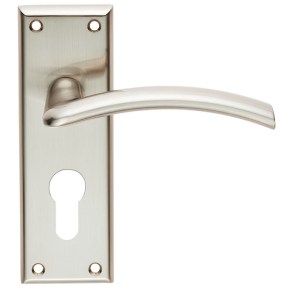 SEROZZETTAĀ® Serozzetta Trenta Lever on Euro Lock Backplate - Satin Nickel - 47.5mm