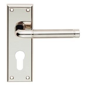 SEROZZETTAĀ® Serozzetta Quaranta Lever on Euro Lock Backplate - Polished Nickel/Satin Nickel - 47.5mm