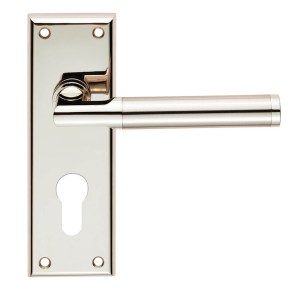 SEROZZETTAĀ® Serozzetta Sessanta Lever on Euro Lock Backplate - Polished Nickel/Satin Nickel - 47.5mm