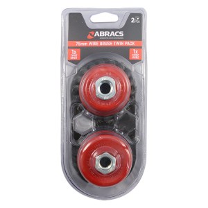 ABRACSĀ® 70mm x M14T / 75mm x M14C Cup Brush Twin Pack