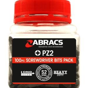 ABRACSĀ® 25mm PZ2 Screwdriver Bit (100pc Tub)