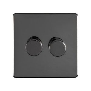 EUROLITEĀ® Concealed 3mm 2 Gang Led Push On Off 2Way Dimmer - Black Nickel (Black)