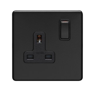 EUROLITEĀ® Concealed 3mm 1 Gang Socket - Matt Black (Black)