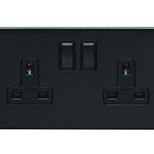 EUROLITEĀ® Concealed 3mm 2 Gang Socket - Matt Black (Black)