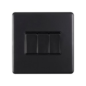 EUROLITEĀ® Concealed 3mm 3 Gang Switch - Matt Black (Black)