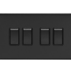 EUROLITEĀ® Concealed 3mm 4 Gang Switch - Matt Black (Black)