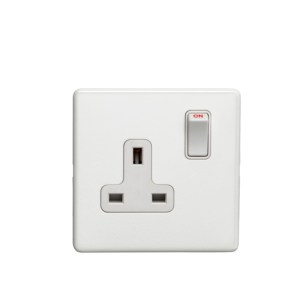 EUROLITEĀ® Concealed 3mm 1 Gang Socket - Matt White (White)