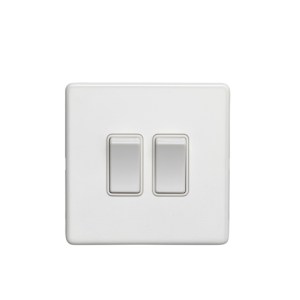 EUROLITEĀ® Concealed 3mm 2 Gang Switch - Matt White (White)