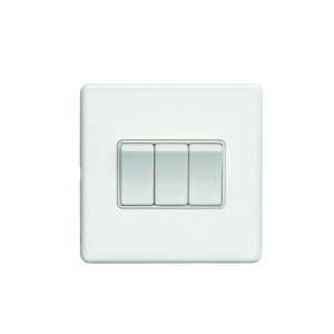 EUROLITEĀ® Concealed 3mm 3 Gang Switch - Matt White (White)