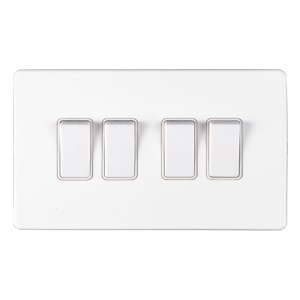 EUROLITEĀ® Concealed 3mm 4 Gang Switch - Matt White (White)